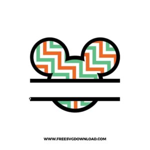 Mickey Split Monogram Zigzag Green Orange SVG & PNG, SVG Free Download, svg files for cricut, svg files for Silhouette,Mickey svg, disney svg