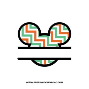 Mickey Split Monogram Zigzag Green Orange Free SVG File