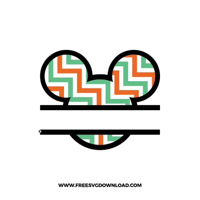 Mickey Split Monogram Zigzag Green Orange SVG & PNG, SVG Free Download, svg files for cricut, svg files for Silhouette,Mickey svg, disney svg