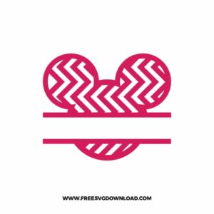Mickey Split Monogram Zigzag Pink Free SVG File