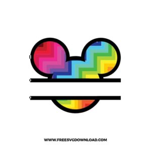 Mickey Split Monogram Zigzag Rainbow SVG & PNG, SVG Free Download, svg files for cricut, svg files for Silhouette,Mickey svg, disney svg