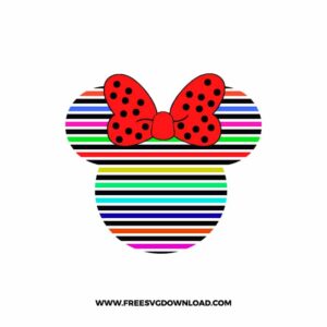 Minnie Rainbow Lines w Black SVG & PNG, SVG Free Download, svg files for cricut, svg files for Silhouette, mickey mouse svg, disney svg