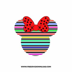 Minnie Rainbow Lines w Black SVG cut file