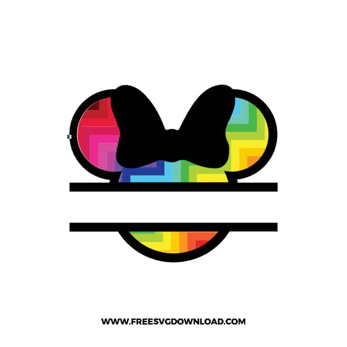 Minnie Split Monogram Zigzag Rainbow SVG & PNG, SVG Free Download, svg files for cricut, svg files for Silhouette, Minnie svg, disney svg,