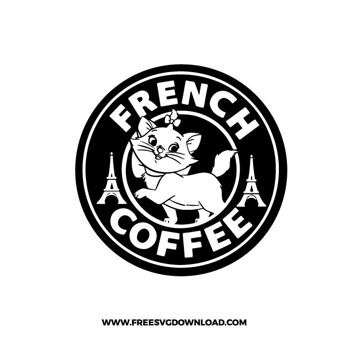 French Coffee Starbucks SVG & PNG, SVG Free Download,  SVG for Silhouette, svg files for cricut, separated svg, disney svg, cat svg, marie svg, aristocats svg, starbucks svg, starbucks wrap free svg