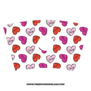 Conversation Hearts Starbucks Wrap SVG & PNG, SVG Free Download, SVG files for cricut, free starbucks wrap svg, heart svg, love svg