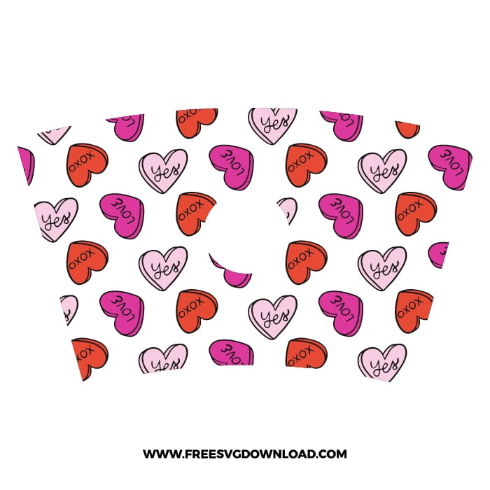 Conversation Hearts Starbucks Wrap SVG & PNG, SVG Free Download, SVG files for cricut, free starbucks wrap svg, heart svg, love svg