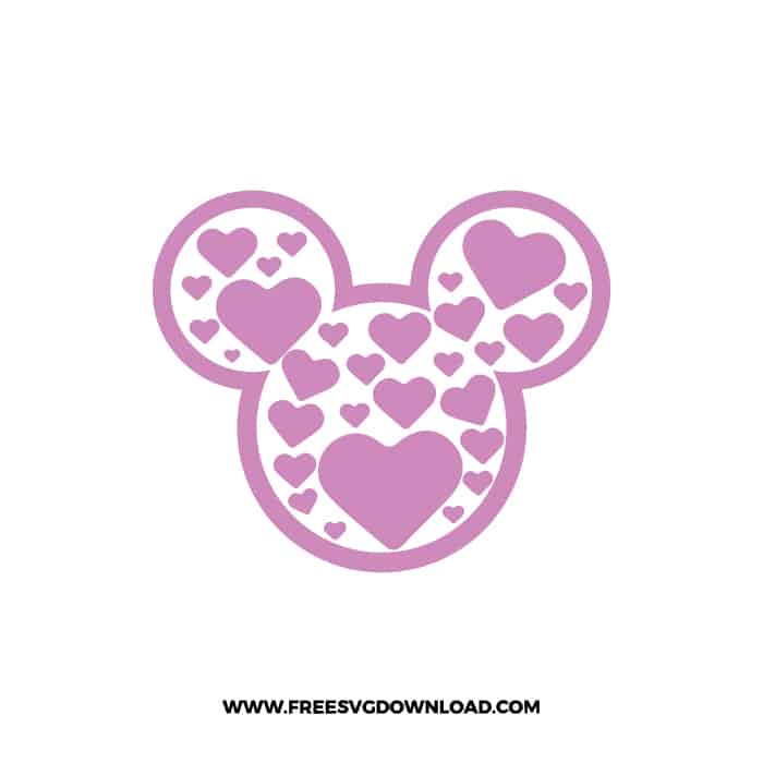 Mickey Head Hearts Pink SVG & PNG, SVG Free Download, svg files for cricut, svg files for Silhouette, mickey mouse svg, disney svg