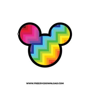 Mickey Head Zigzag Rainbow SVG & PNG, SVG Free Download, svg files for cricut, svg files for Silhouette, mickey mouse svg, disney svg