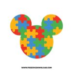 Mickey Autism free SVG & PNG, SVG Free Download, svg files for cricut, svg files for Silhouette, separated svg, disney svg, disneyland svg, mickey mouse svg, mickey head svg, minnie svg, minnie mouse svg, autism free svg