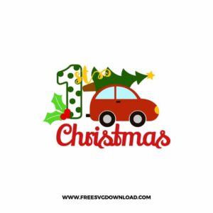 My First Christmas Car with Tree Free SVG & PNG, SVG Free Download, svg files for cricut, christmas free svg, christmas ornament svg