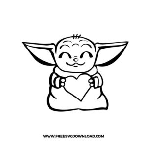Baby Yoda Heart Valentines Day Free SVG File