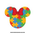 Minnie Autism free SVG & PNG, SVG Free Download, svg files for cricut, svg files for Silhouette, separated svg, disney svg, disneyland svg, mickey mouse svg, mickey head svg, minnie svg, minnie mouse svg, autism free svg