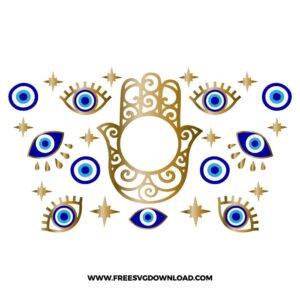 Evil eyes Starbucks Wrap SVG & PNG, SVG Free Download, SVG files cricut, starbucks wrap svg, starbucks free svg, hamsa free svg, evil eye Svg