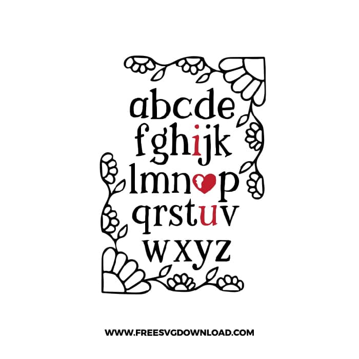 Love Alphabet SVG & PNG, SVG Free Download, SVG for Cricut Design Silhouette, love svg, valentines day svg, be my valentine svg