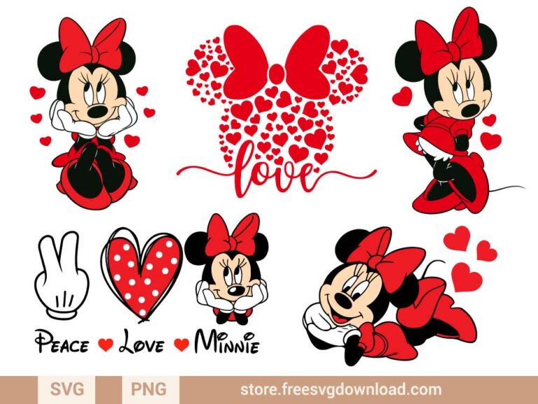 Minnie valentines day SVG cut files store