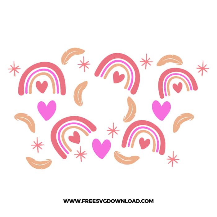 Rainbow Starbucks Wrap SVG & PNG, SVG Free Download, SVG files cricut, free starbucks wrap svg, rainbow svg, heart svg, boho svg