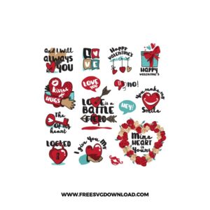 Valentine Sticker Bundle 2 SVG & PNG, SVG Free Download, SVG for Cricut Design, love svg, valentines day svg, be my valentine svg