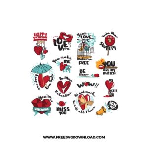 Valentine Sticker Bundle 3 SVG & PNG, SVG Free Download, SVG for Cricut Design, love svg, valentines day svg, be my valentine svg