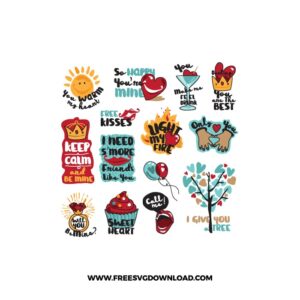 Valentine Sticker Bundle 4 SVG & PNG, SVG Free Download, SVG for Cricut Design, love svg, valentines day svg, be my valentine svg