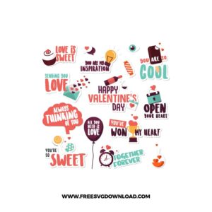 Valentine Sticker Bundle 5 SVG & PNG, SVG Free Download, SVG for Cricut Design, love svg, valentines day svg, be my valentine svg
