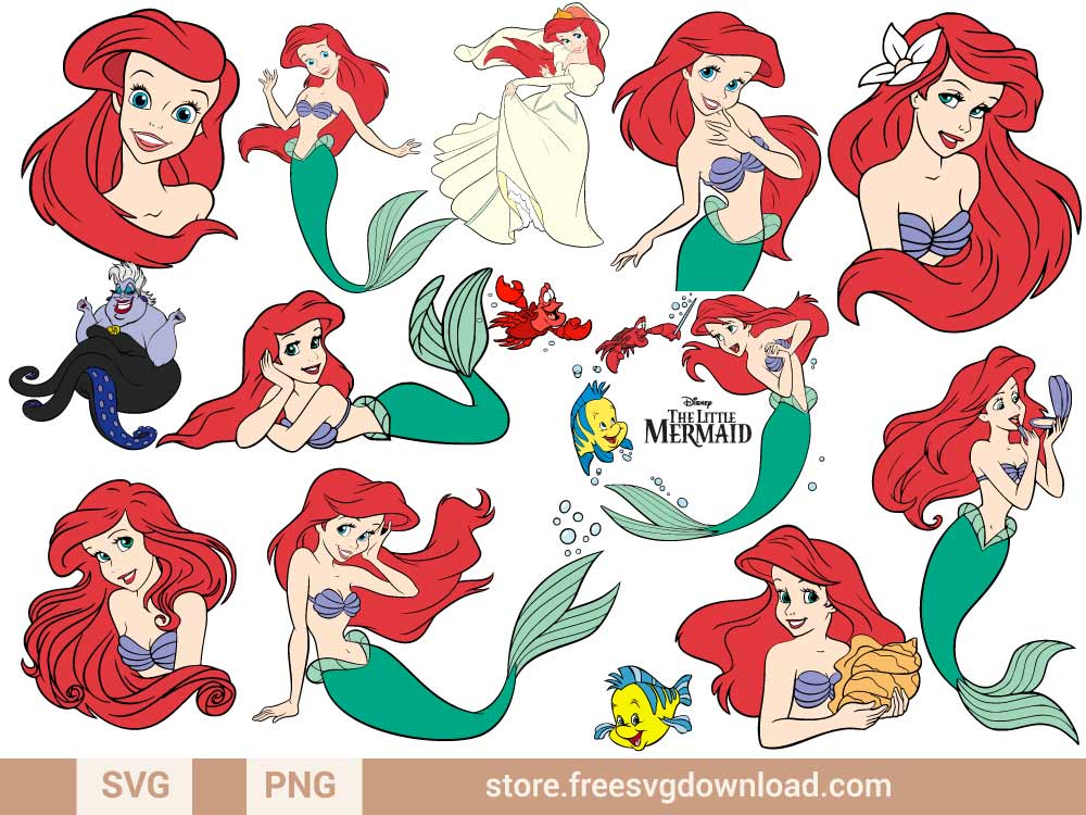 Ariel Little Mermaid SVG & PNG free cut files - Free SVG Download