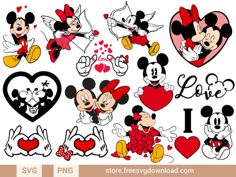Mickey Minnie Valentines Day SVG cut files
