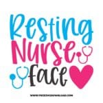 Resting nurse face SVG & PNG, SVG Free Download, SVG for Cricut, nurse svg, nursing svg, nurse life svg, stethoscope svg, doctor svg, medical