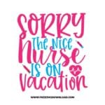 Sorry the nice nurse is on vacation SVG & PNG, SVG Free Download, SVG for Cricut, nurse svg, nursing svg, nurse life svg, stethoscope svg