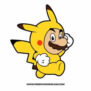 Super Mario Pikachu SVG & PNG, SVG Free Download, SVG for Cricut Design Silhouette, svg files for cricut, mario svg, mario brothers svg, pikachu free svg, pokemon free svg