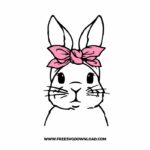 Bandana Bunny SVG PNG, SVG Free Download, SVG files for Cricut, rabbit silhouette, rabbit png, easter svg, easter bunny svg, bunny cut files, bunny face svg, happy easter svg, bunny ears free svg