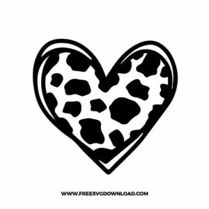 Cow Print Heart Free SVG File