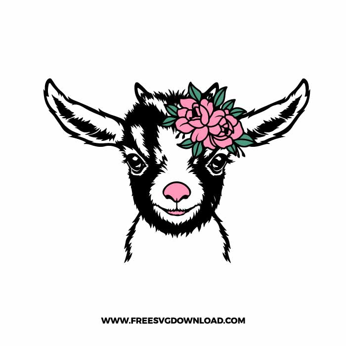 Cute Floral Goat SVG & PNG, SVG Free Download, svg files for cricut, separated svg, trending svg, goat bow svg, farmhouse svg, heifer svg, animal svg, farm svg, goat head svg