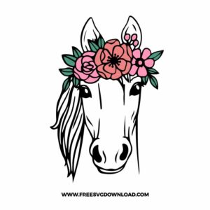 Cute Floral Horse Free SVG File