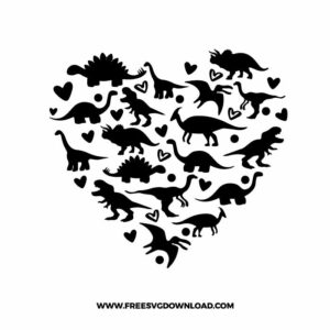 Dinosaur Heart SVG, SVG Free Download, SVG for Cricut Design Silhouette, dinosaur png, trex svg, cute dinosaur svg, kids svg, jurassic park svg, free dinosaur svg