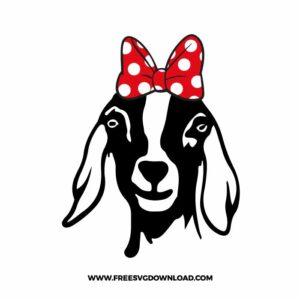 Goat With Bow SVG & PNG, SVG Free Download, svg files for cricut, separated svg, trending svg, goat bow svg, farmhouse svg, heifer svg, animal svg, farm svg, goat head svg