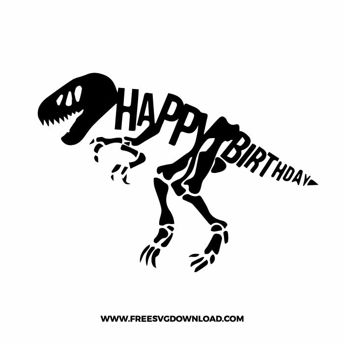 Happy Birthday Dinosaur SVG, SVG Free Download, SVG for Cricut Design Silhouette, dinosaur png, trex svg, cute dinosaur svg, kids svg, jurassic park svg, free dinosaur svg