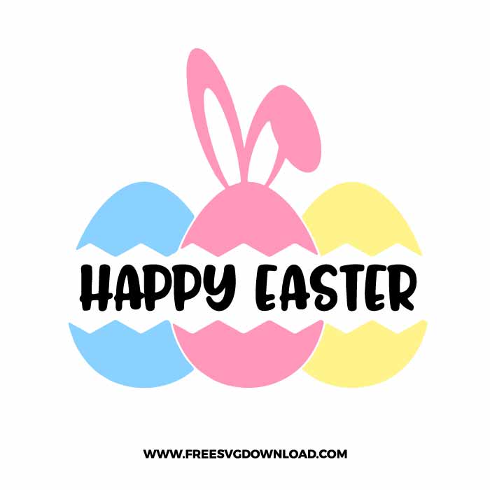 Happy Easter Bunny Ears SVG, SVG Free Download, SVG files for Cricut, rabbit silhouette, rabbit png, easter svg, easter bunny svg, bunny cut files, bunny face svg, happy easter svg