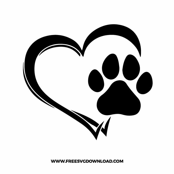 Heart Dog Paw SVG & PNG free dog cut files | Free SVG Download