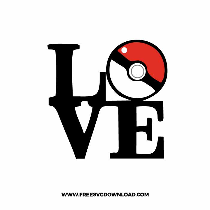 Love Pokemon SVG & PNG, SVG Free Download, SVG for Cricut Design Silhouette, svg files for cricut, pokemon free svg, pokeball free svg, pikachu svg, valentines day svg, love svg