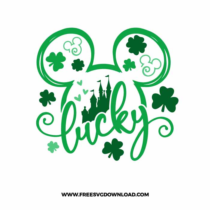 Mickey Head Lucky SVG & PNG, SVG Free Download, SVG files for Cricut, st patricks day svg, lucky svg, irish svg, clover svg, irish quotes svg, shamrock svg, mickey mouse svg, mickey head shamrock svg