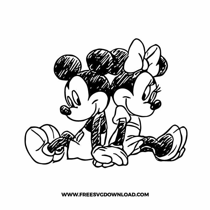 Mickey Minnie Sketch SVG & PNG,