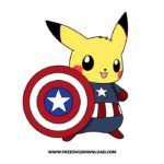 Pikachu Captain America SVG & PNG, SVG Free Download, SVG for Cricut Design Silhouette, svg files for cricut, pokemon free svg, pikachu free svg, marvel svg, captain america svg, avengers svg