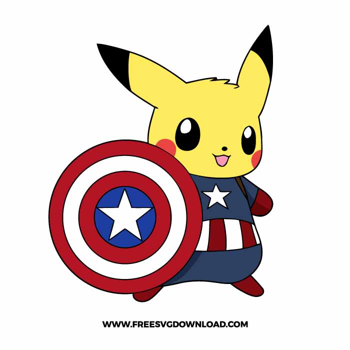 Pikachu Captain America SVG & PNG free cut files - Free SVG Download