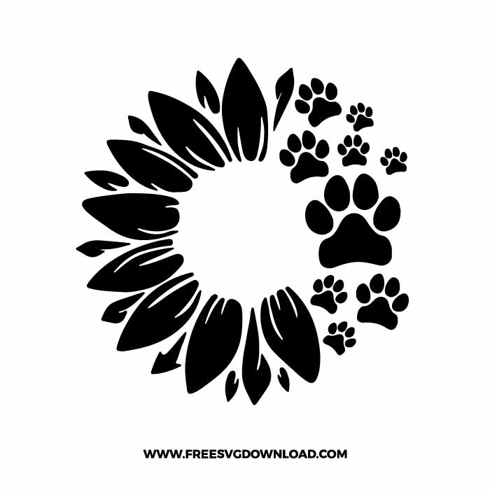 Cut File Sunflower Dogs Sunflower Cat Png Sunflower Half Paw Print Svg PDF SVG PDF Eps Ai Sublimation Cricut Cameo Instant Download