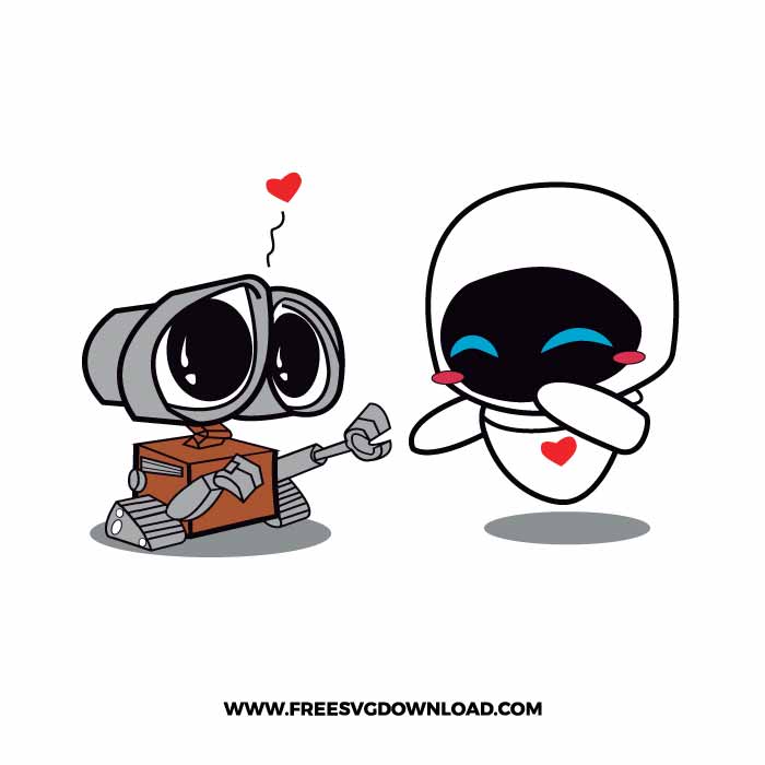 Wall-e Love SVG & PNG, SVG Free Download, SVG for Cricut Design Silhouette, svg files for cricut, wall-e free svg, pixar svg, disney svg, valentines day svg, love svg, heart svg