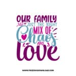 Our Family Just The Right Chaos & Love 2 free SVG & PNG, SVG Free Download, svg files for cricut, home svg, home sweet home free svg