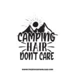 Camping Hair Don't Care free SVG & PNG free downloads. SVG Cricut Design Silhouette, free adventure svg, camping svg, camp fire svg, camp svg