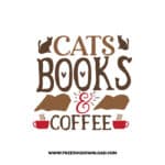Cats Books & Coffee SVG & PNG, SVG Free Download, SVG for Cricut, dog free svg, dog lover svg, paw print free svg, puppy svg, cat svg
