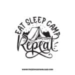 Eat Sleep Camp Repeat free SVG & PNG free downloads. SVG Cricut Design Silhouette, free adventure svg, camping svg, camp fire svg, camp svg